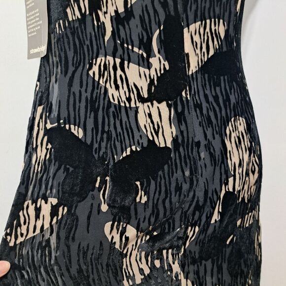 Vintage Tessuto Velvet Butterfly Print Silk Blend A Line Dress Size 8 Black/Mult - Picture 11 of 14